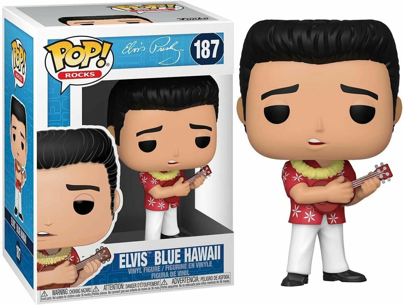 Funko POP Rocks: Elvis - Blue Hawaii Pop! Vinyl Figure (Bundled with Compatible Pop Box Protector Case), Multicolored, 3.75 inches