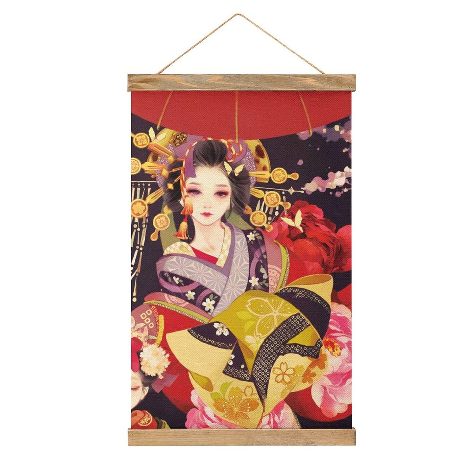 Amazon.co.jp: 掛ける絵 芸者 花魁 和風 タペストリー 掛け軸 ポスター