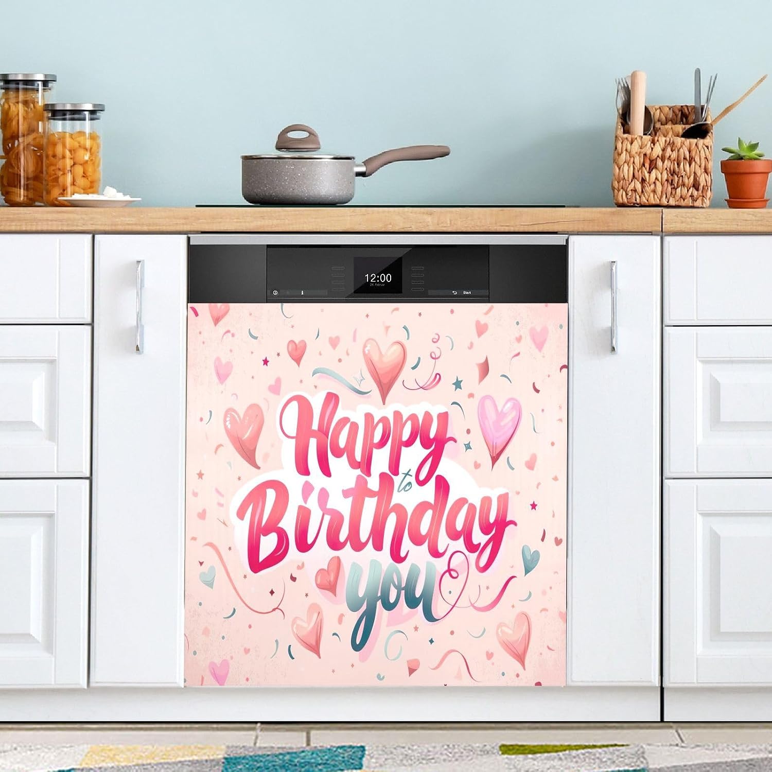YETTASBIN Happy Birthday Dishwasher Magnet Cover, Reuseable Kitchen Fridge Door Magnet Sticker, Waterproof Refrigerator Microwave Magnet Cover Holiday Party Home Decor, 23 x 26 Inch