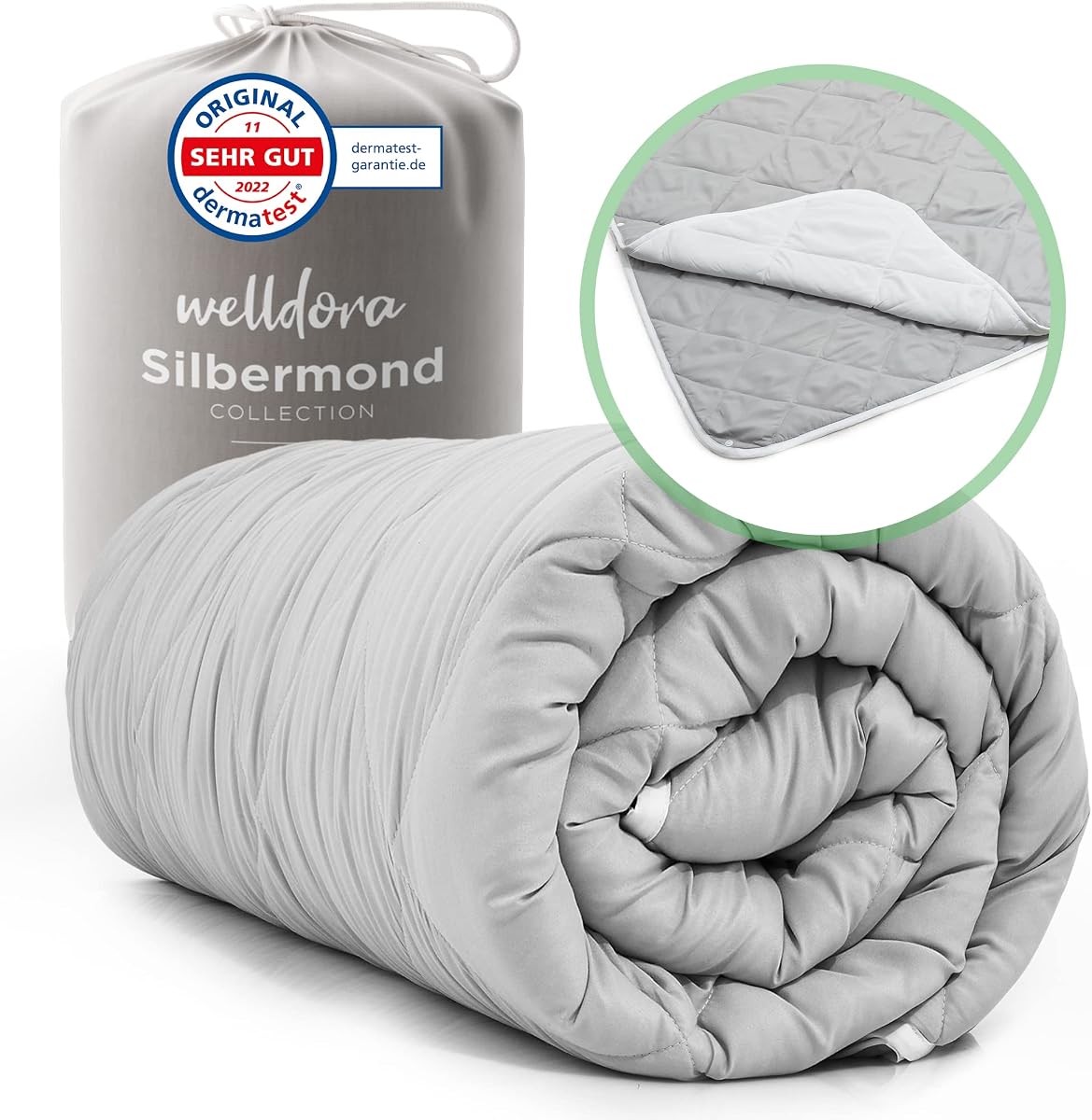 Welldora OPTICLIMA Allergiker Bettdecke 155x220, 2-teilig mit Druckknöpfen