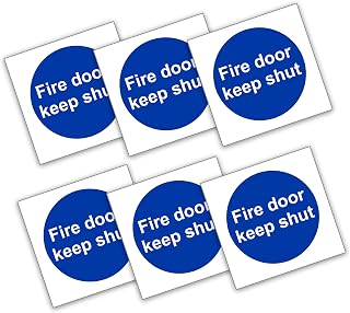 Stcky Fire Door Safety PVC Signs [Pack of 6] - Fire Door Keep Shut Sign (100mm x 100mm)