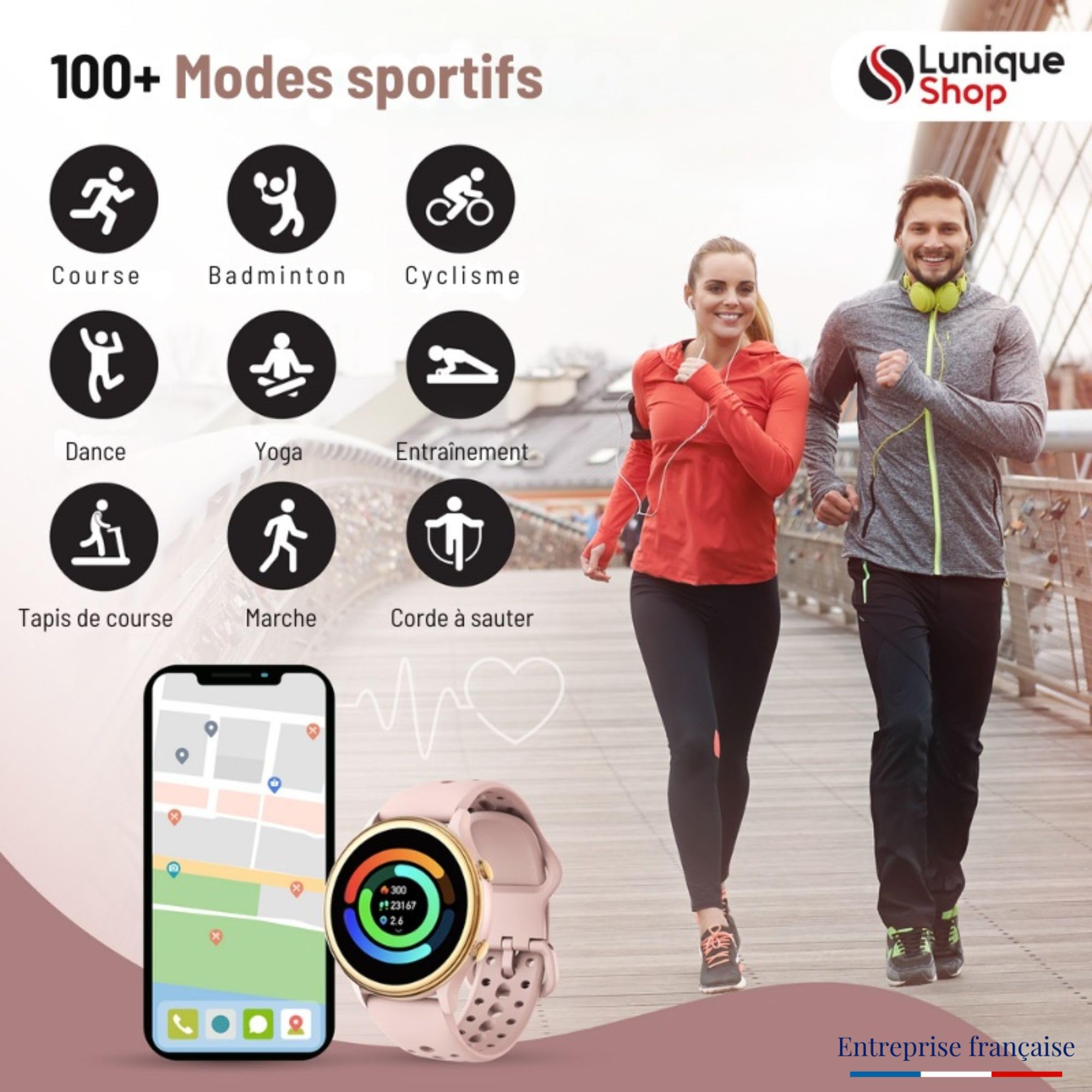 Montre Connectée Femme avec Bracelet Cadeau Appel Bluetooth 1,37" HD Smartwatch Fonction Féminine Fréquence Cardiaque Sommeil SpO2 70+ Sports UV Calories iOS Android