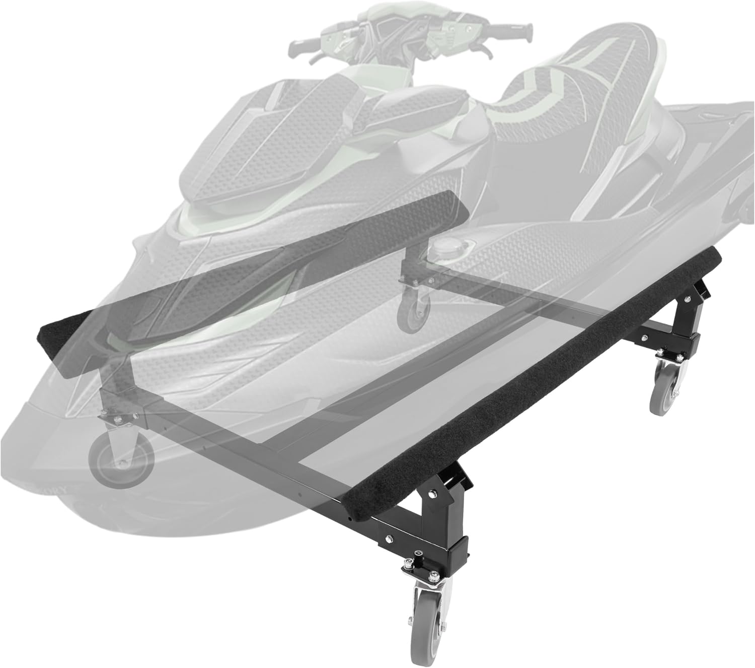 HECASA Watercraft Stand 1400 LBS Universal Compatible with Yamaha Sea-Doo Kawasaki Black Jet Ski Stand Sailboats Watercraft Dolly W/Four Casters Steel Powder Coated