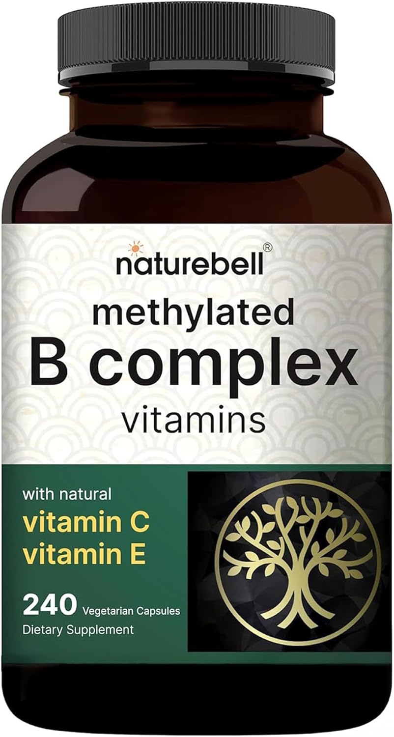 NatureBell Methylated B Complex Vitamins - 240 Vegetarian Capsules - High Bioavailability 12-in-1 Formula - for Immune Health & Energy Support* - Non-GMO & Gluten-Free