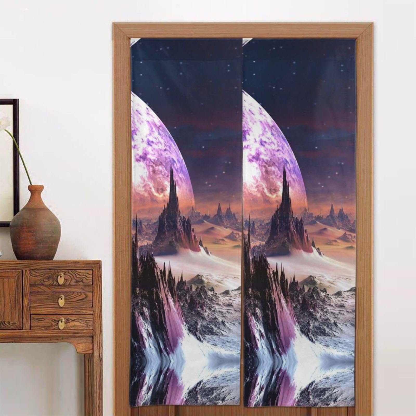Rideau japonais Noren galaxie pour séparation de porte 86x142 cm