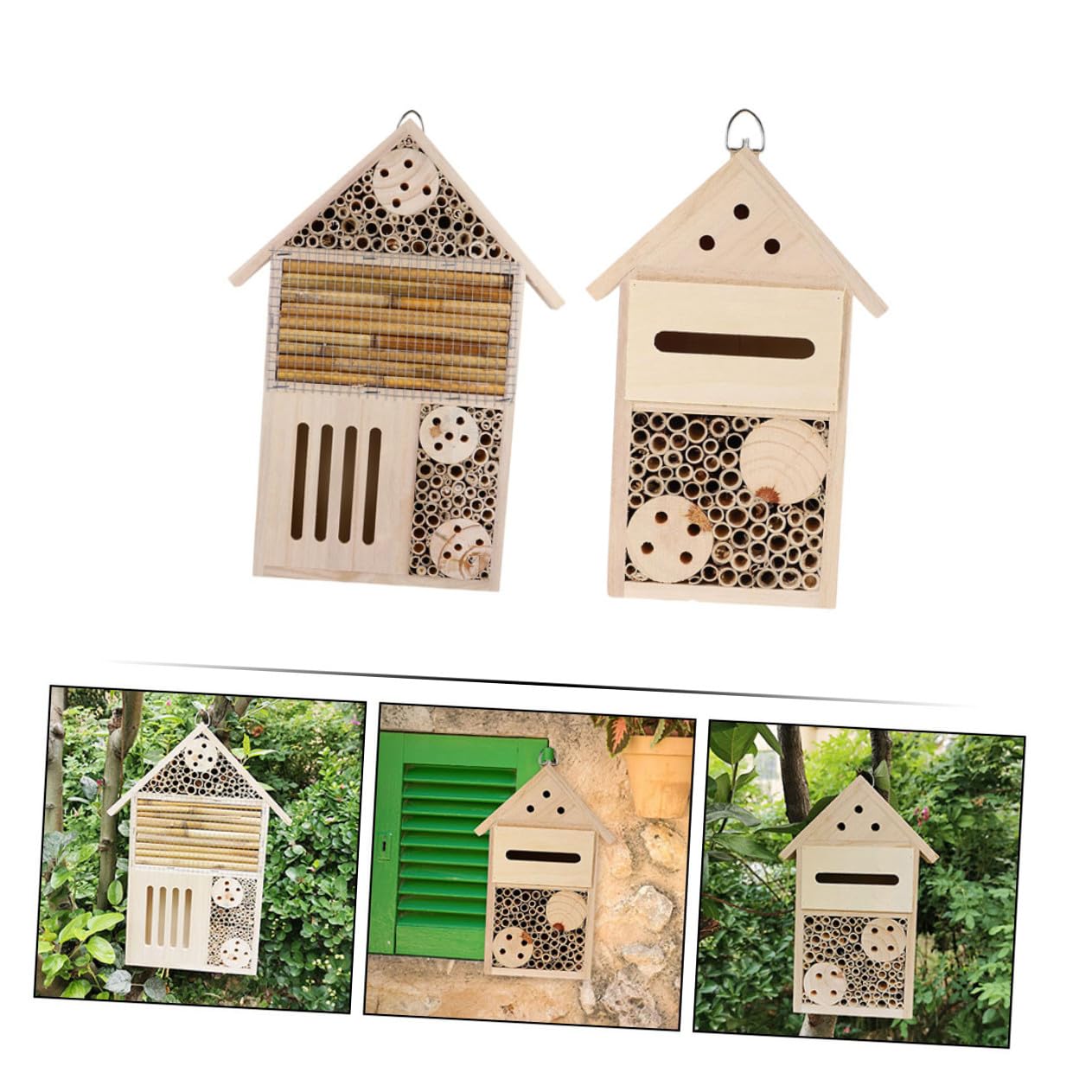 Yardenfun 2 Stück Bienenhaus mit Sicherem Dach Glatten Oberflächen Kinderbeobachtungshaus und Insektenhotel für Garten und Terrasse