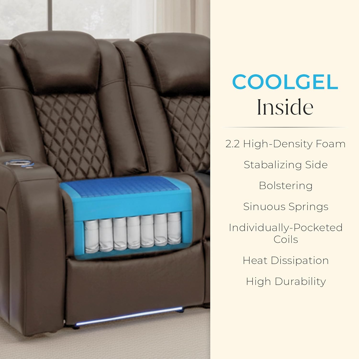 Seatcraft Anthem LT Zero-Gravity HeatZero Italian Leather Sofa w/Fold-Down Table & Loveseat w/Storage Console Home Theater Seating, Heat & Massage, Power Headrest, Power Recline, Brown