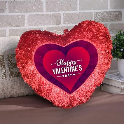 DreamVio Love Heart Shape Valentine's Day Gifts Fur Cushion,Plush Pillow for Gifting on Birthdays,Anniversaries Color - Red (Size- 15x17 inch) Shape 38