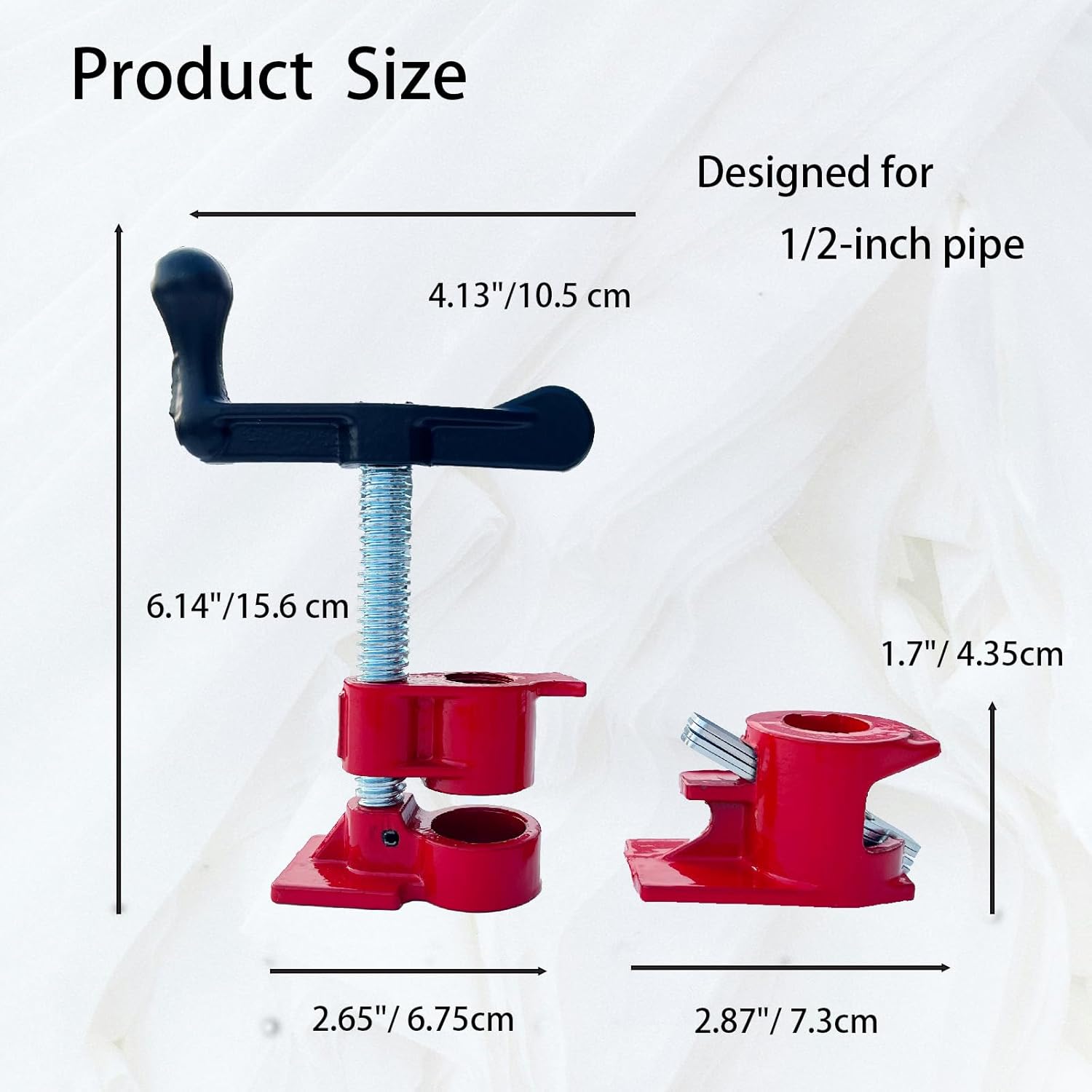 6-Pack 1/2 In. Cast Iron Pipe Clamp Set, for Woodworking, Carpentry, Home Improvement & DIY Projects.