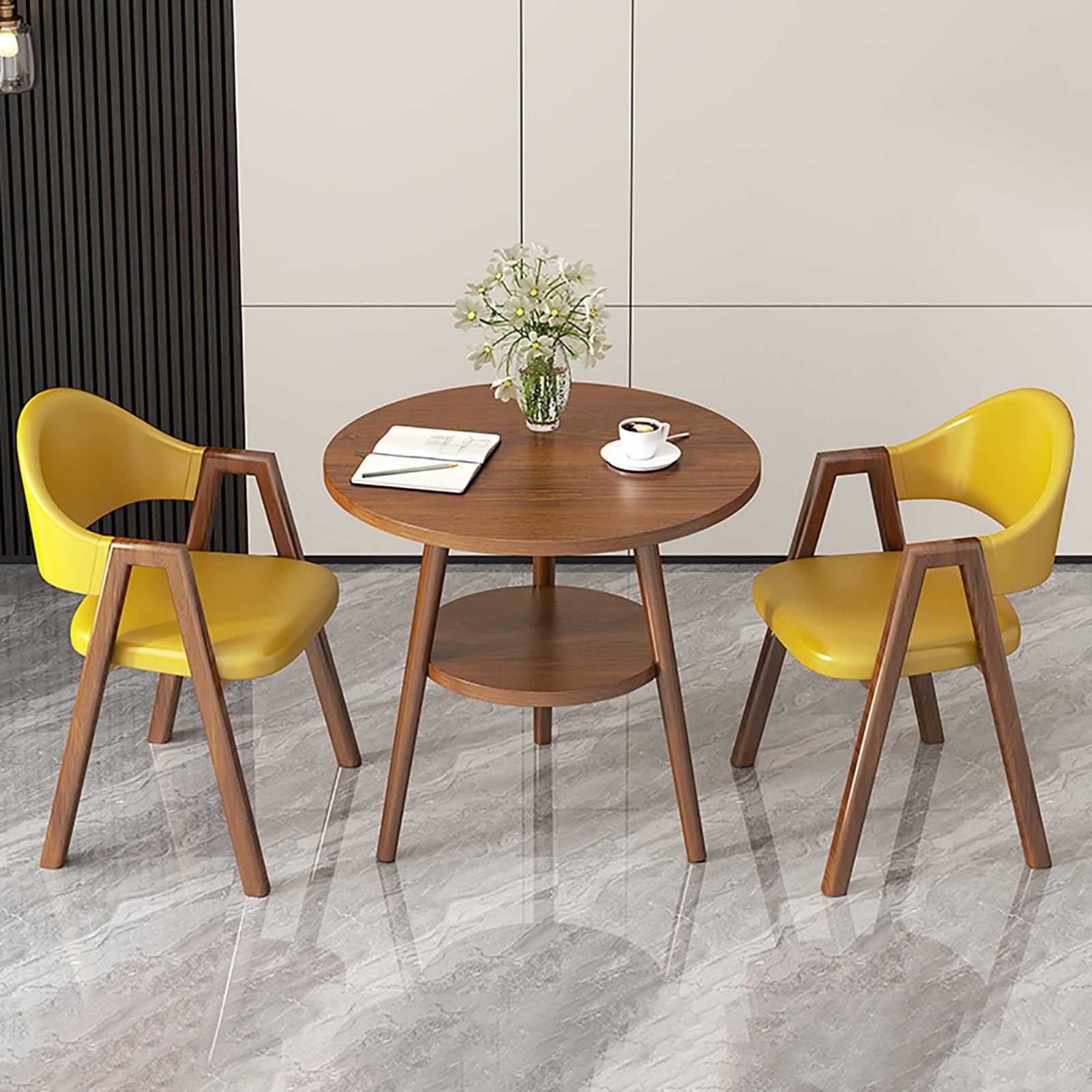 Conjunto de mesa y sillas para recepción de oficina, mesa y sillas para negociaciones, mesa de centro de negocios, mesa y sillas de ocio, adecuado para salón, sala de estar, cocina (amarillo).