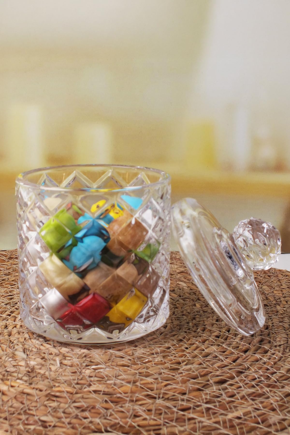 Deconox Lüx Kristal Büyük Cam Şekerlik & Cam Lokumluk, Kesme Cam Lüx Şekerlik 13cm*7.8cm - 06637