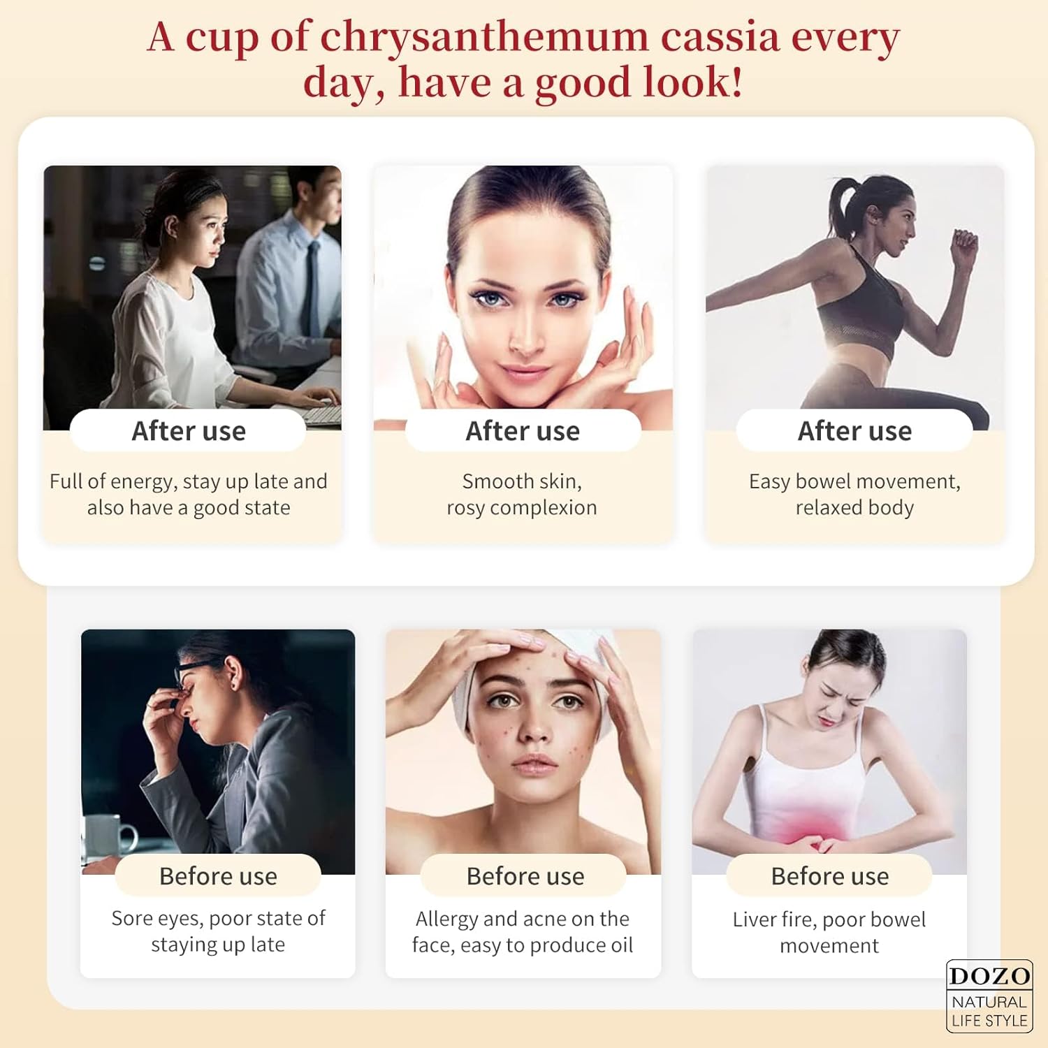 DOZO Chrysanthemum Cassia Seeds Tea Bags(240g, 30Bags) Goji Berries Red Jujube Combination Herbal Tea菊花决明子茶8.46oz(Pack of 30) - Image 6