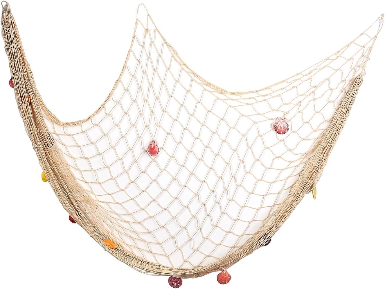 Yagote 79inch x 39inch Decorative Fish Net with Shells White Mediterranean Style Nautical Decorative Fishing Net Hanging Home Decor Room Decoration(79x39inch White)
