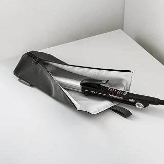 SHIMOYAMA Hair Iron Pouch, Heat Resistant Travel Bag for Curling Iron, Flat Iron Storage Bag, Hair Tools Organizer, Gray