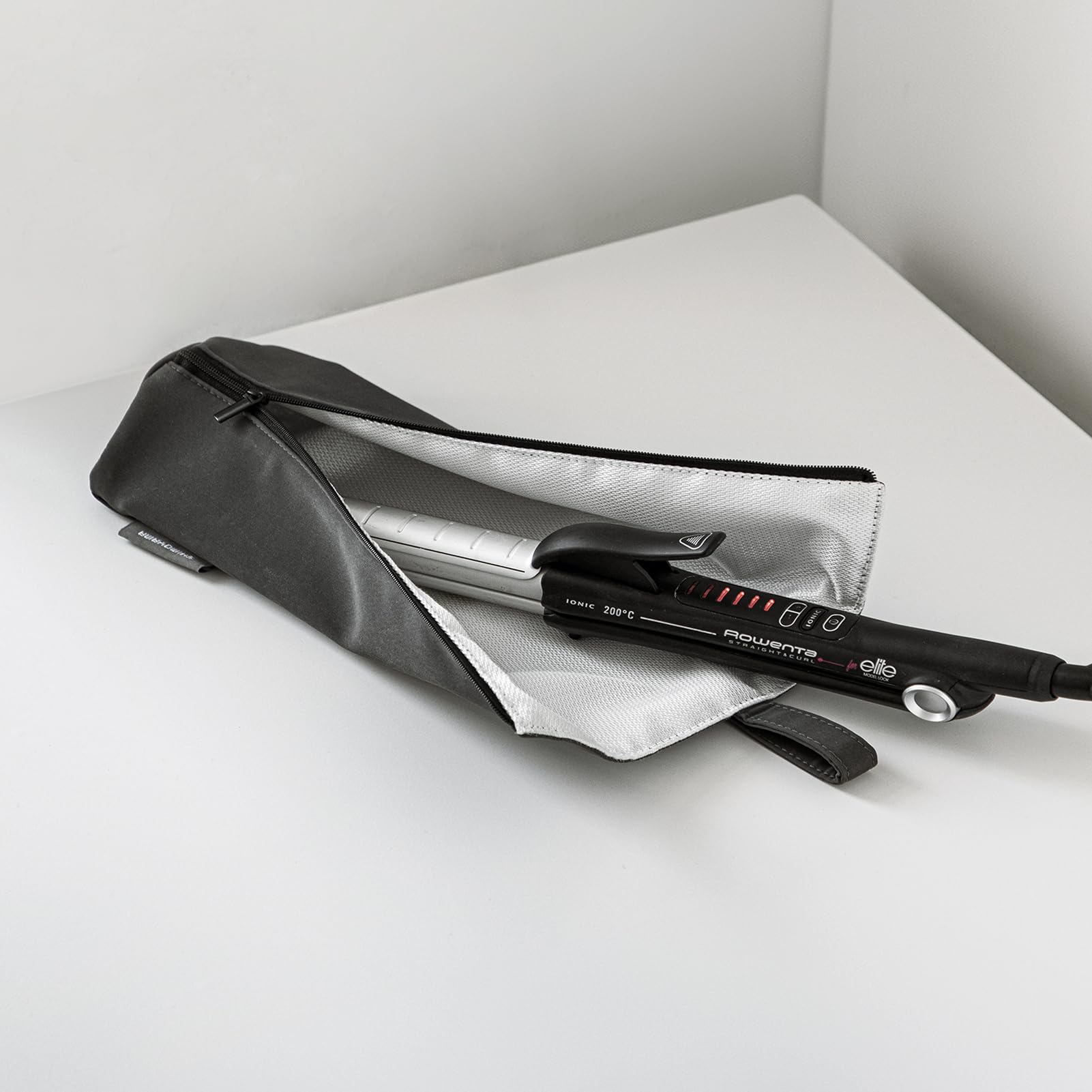 SHIMOYAMA Hair Iron Pouch, Heat Resistant Travel Bag for Curling Iron, Flat Iron Storage Bag, Hair Tools Organizer, Gray