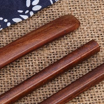 Joyzzz Wooden Flatware, Reusable Bamboo Japanese Style Tableware Travel Utensils Home, Spoon Sticks Flatware, Portable Utensils Cutlery Set with Case for Travel, Camping, Office