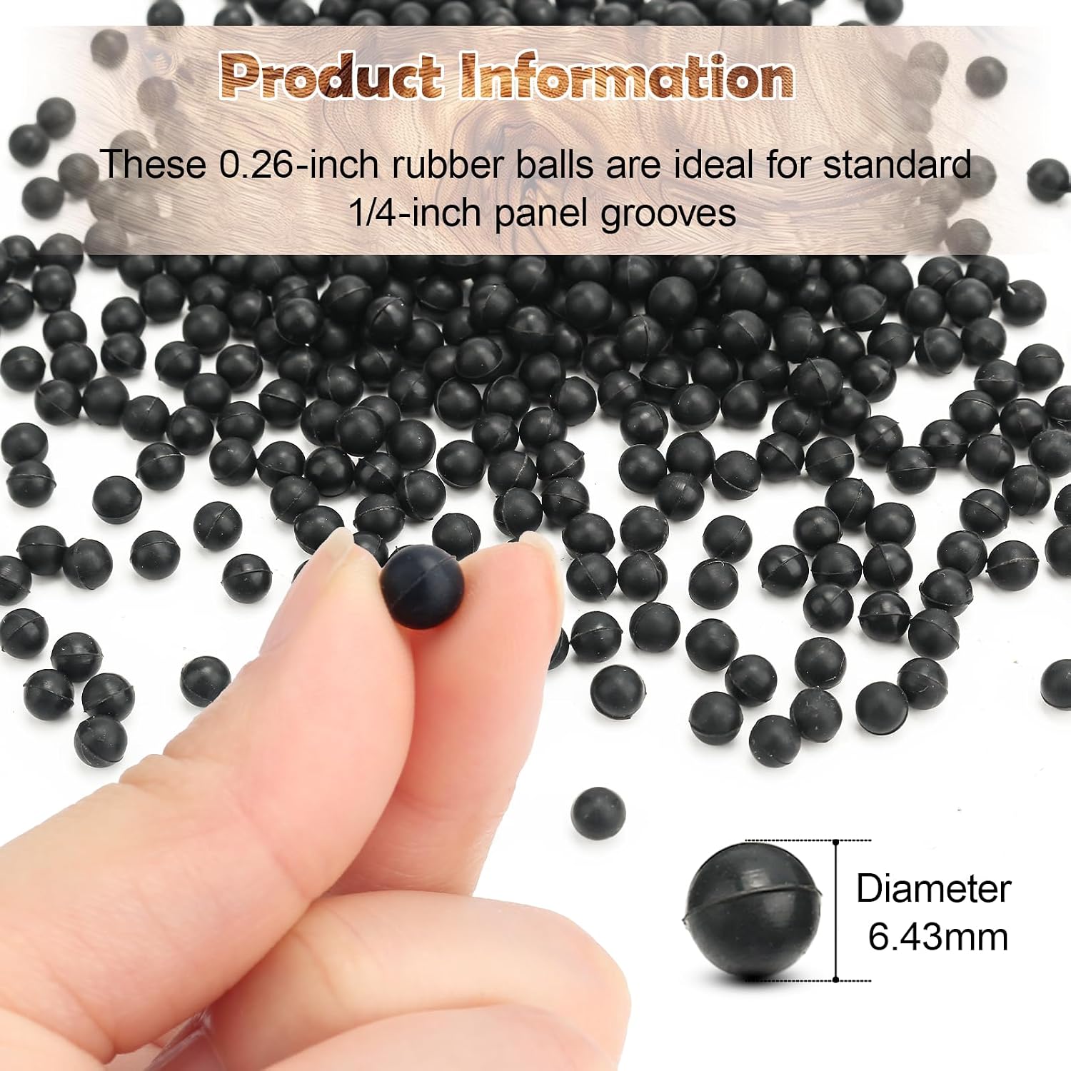 Raised Panel Cabinet Door Spacers (100-Pack) 1/4" (6.35mm) Rubber Ball Bumpers for Cabinet Door Alignment & Stabilization – No-Slip Groove Insert