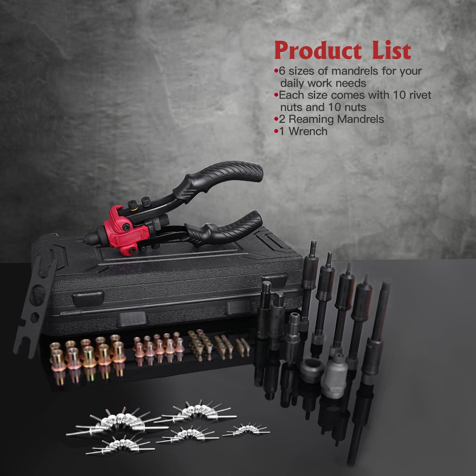 Buy Rivet Nut Tool & Rivet Gun & Reamer 3 in 1 Tool Kit, with 6 Metric