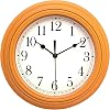 Topkey Silent Wall Clock Kitchen 9 Inch Retro Non-ticking Decorative Bedroom Office Wall Clock - Orange Yellow