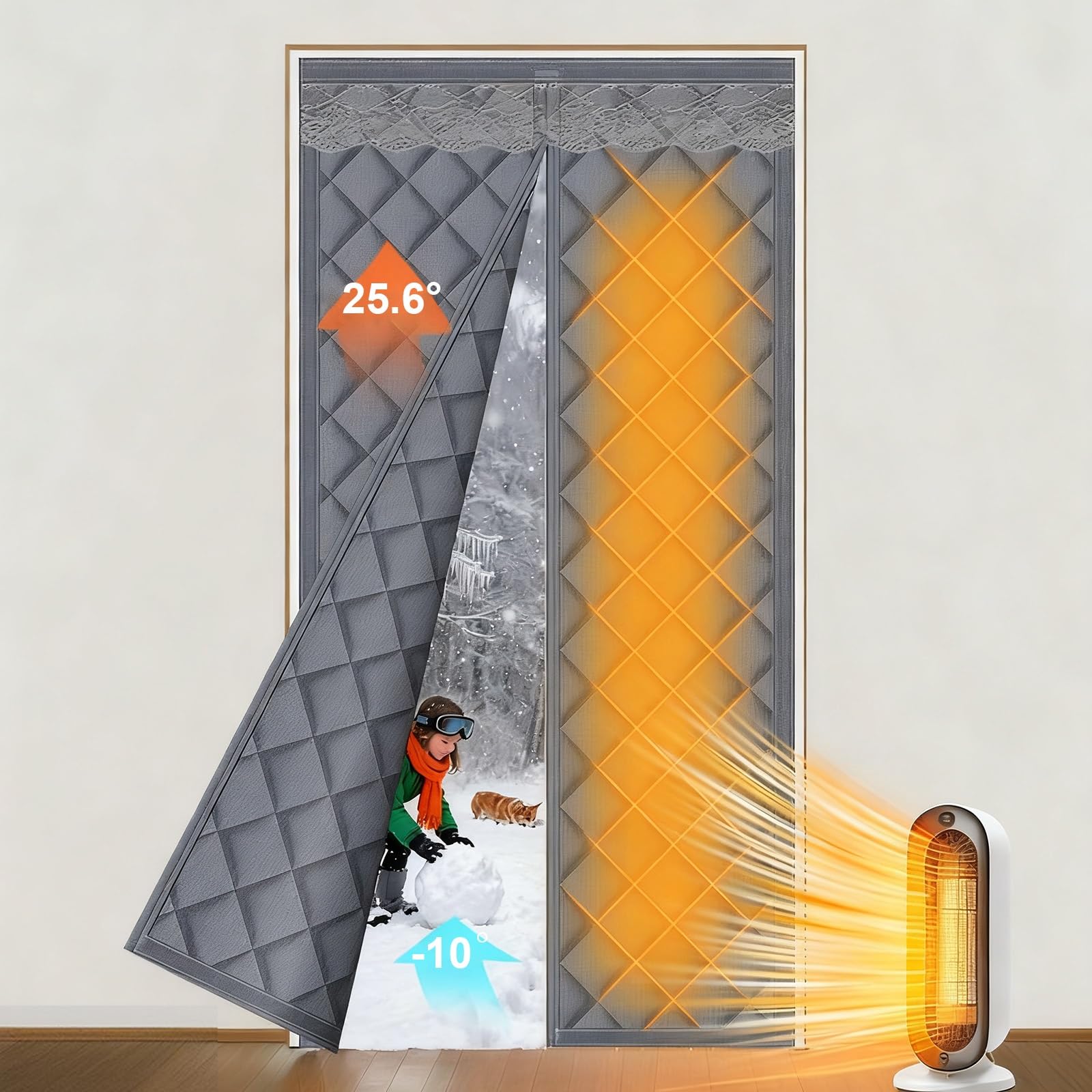 Tenda per Porta Inverno Termica, Magnetica Tenda Termica Isolante Freddo per Porte - Mantiene il freddo fuori e il caldo dentro, per Porte d'Ingresso, Cortili Porte(41x83in/104x211cm)