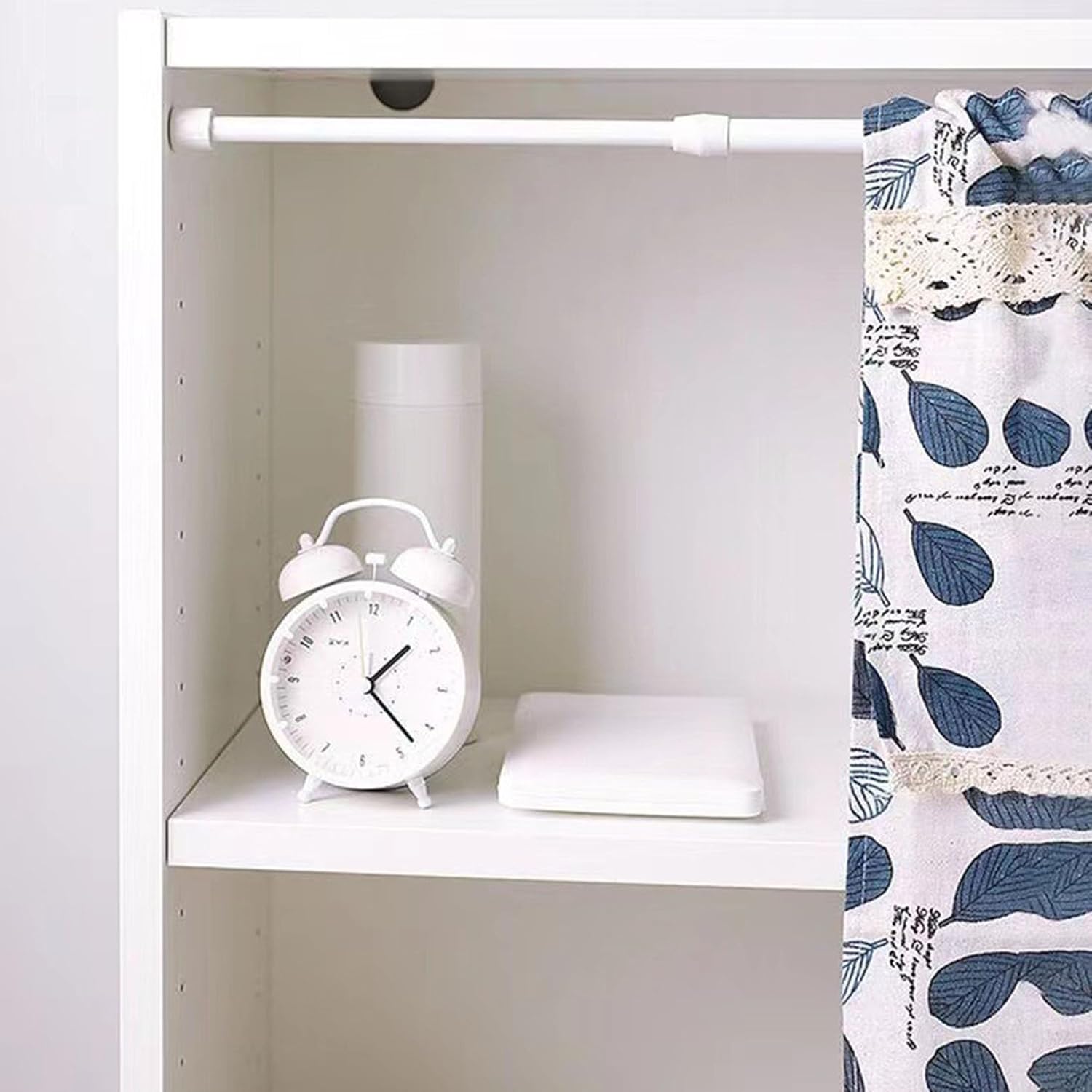 1pcs Spring Tension Rods Adjustable Small Tension Curtain Rod no Drilling Expandable Spring Loaded Curtain Rod,Suitable For Doors and Windows 32-130 cm,(Size:80-150cm)