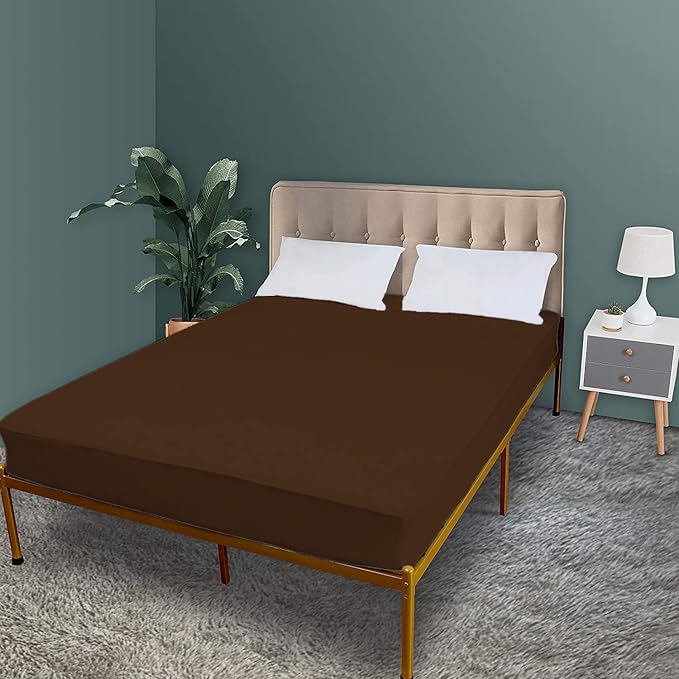 ZIB Waterproof Soft Terry Cotton Breathable Lycra Elastic Fitted Style Mattress Protector/Bed Cover - 48 x 72 Inch / 4 x 6 Feet / 123 x 183 cm, Twin Size, Brown