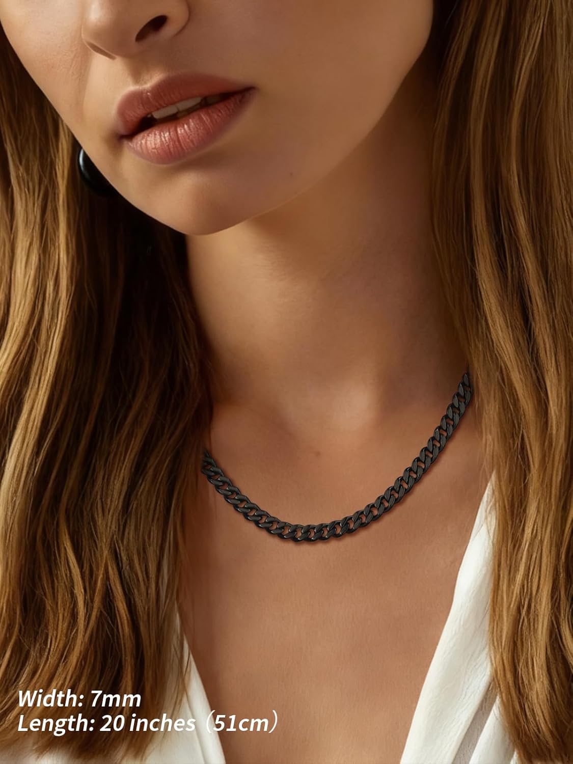 FindChic Men Curb Chain Necklace 18K Gold Plated/Stainless Steel/Black Chunky Double Tight Cuban Link Hip Hop Neck Chains for Men Boys 3.5MM/5MM/6MM/7MM/9MM/12MM 14''-30'' 8 Length Options (Send Gift Box) - Image 3