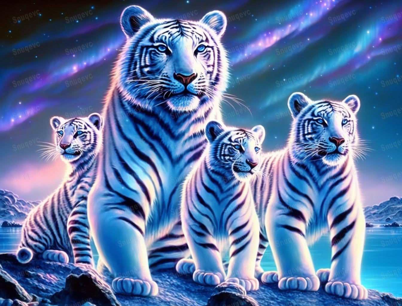 500 Piece Puzzles for Adults, Aurora White Tiger Family Safe Wooden DIY Puzzle - Fun, Challenging Brain Teaser - Suitable for All Beginners - for Room Wall Decoration (20.5x15inch)