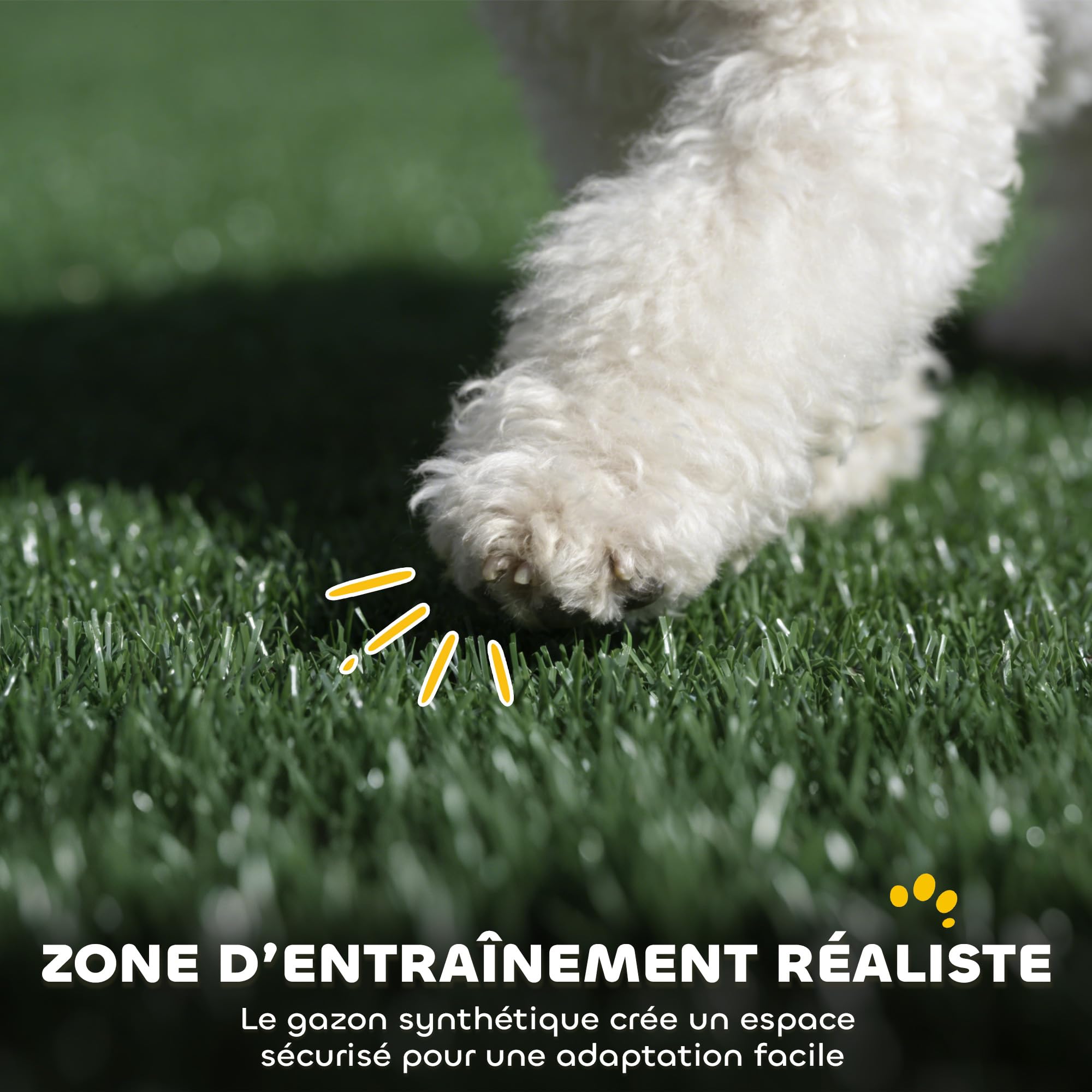 PawHut Toilette pour Chien avec Gazon Artificiel, Parois Hautes et Plateau Coulissant, Bac à Litière pour Chien avec Système de Drainage, 75x51x36,5cm, Noir