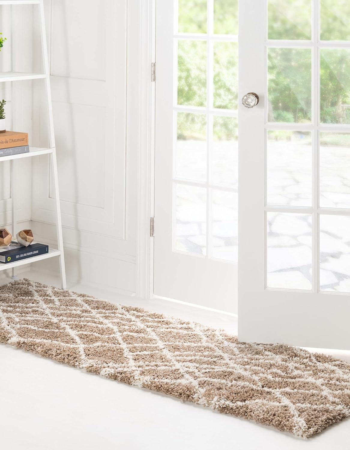 Rugs.com Soft Touch Shag Collection Runner Rug – 6 Ft Runner Khaki Shag Rug Perfect for Hallways, Entryways