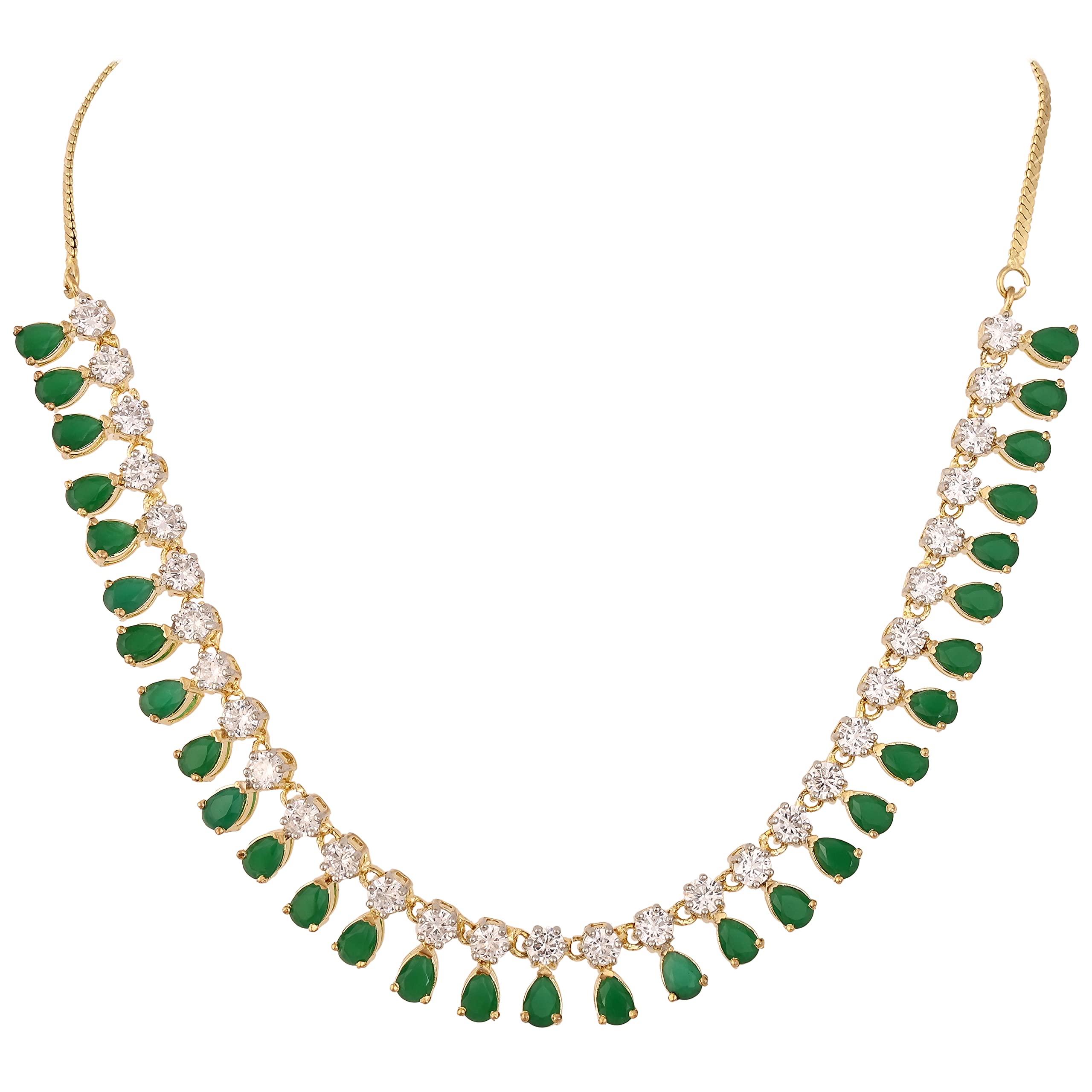 Ratnavali Jewels Set di gioielli tradizionali americani placcati in oro con diamante alla moda, collana e orecchini per donne/ragazze