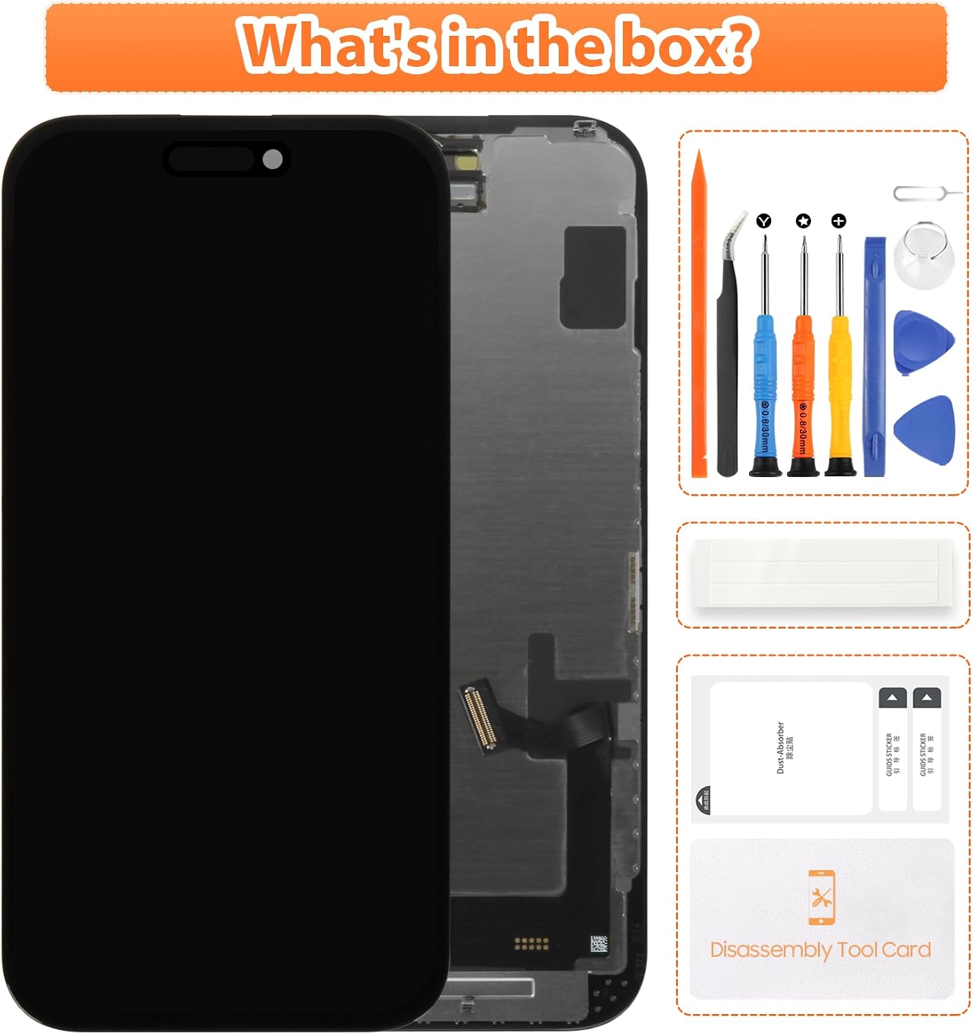 Not Original for iPhone 15 Replacement Screen - LCD 6.1" Touch Screen - Compatible with A3090, A2846, A3089, A3092 - Easy Installation & High Sensitivity(Black No Frame)