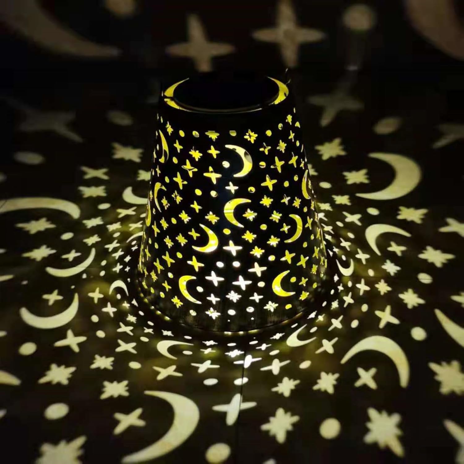 Generic Solar Hanging Lantern, LED Star Moon Pattern, 7.08x7.48 inch, Outdoor Waterproof Light for Garden, Porch, Balcony (Bronze Color (7.28in * 7.28 * 7.28))