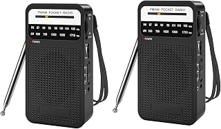 Frobea 2X AM FM Pocket Radio, Transistor Radio with Loudspeaker, Headphone Jack, Portable Radio for Indoor, Outdoor Use