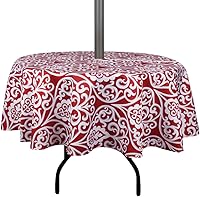 Vista 18 de Stripe Outdoor Tablecloth Water Resistant Polyester Fabric Table Cover with Zipper Umbrella Hole for Garden Patio Tabletop 60Inch Round,Black