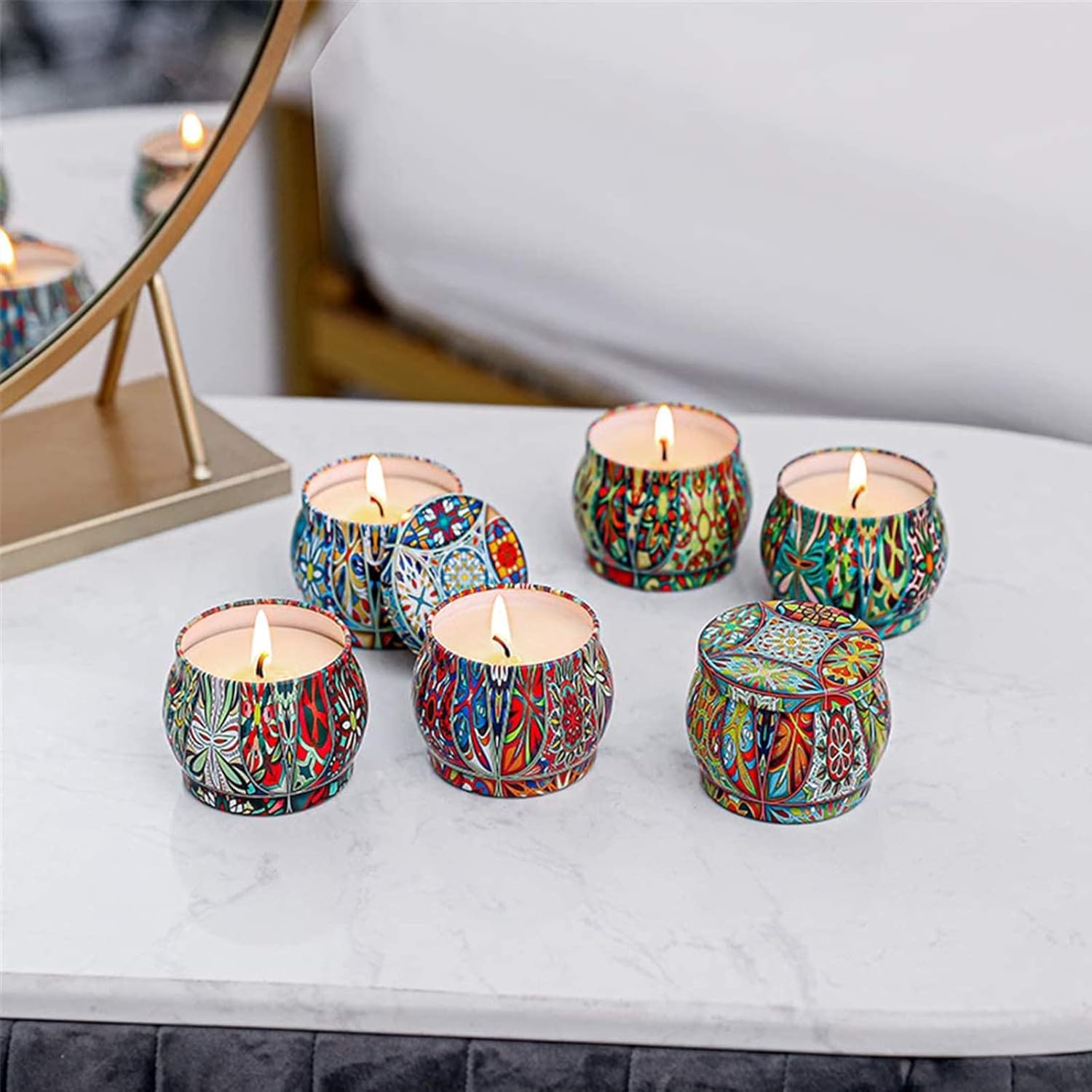 Scented Candle Gift Set 130g 100% Pure Natural Soy Wax Portable Travel Aromatherapy Tin DIY Candle for Thanksgiving, Christmas, Valentine's Day, Mother's Day, Boxing Day, Holiday, Birthday