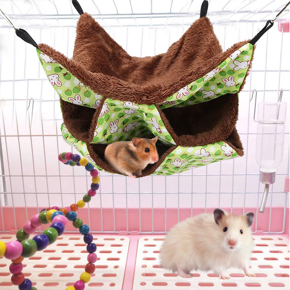 Hamaca para ratas hurones de 3 niveles, accesorios para jaulas para cobayas, hamaca para chinchillas para animales pequeños Petauro de azúcar loro chinchilla (verde)