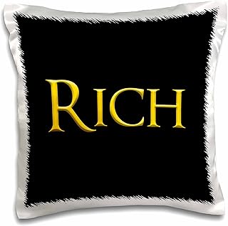 3dRose Rich Common boy Baby Name in America. Yellow on Black Gift - Pillow Cases (pc_356431_1)
