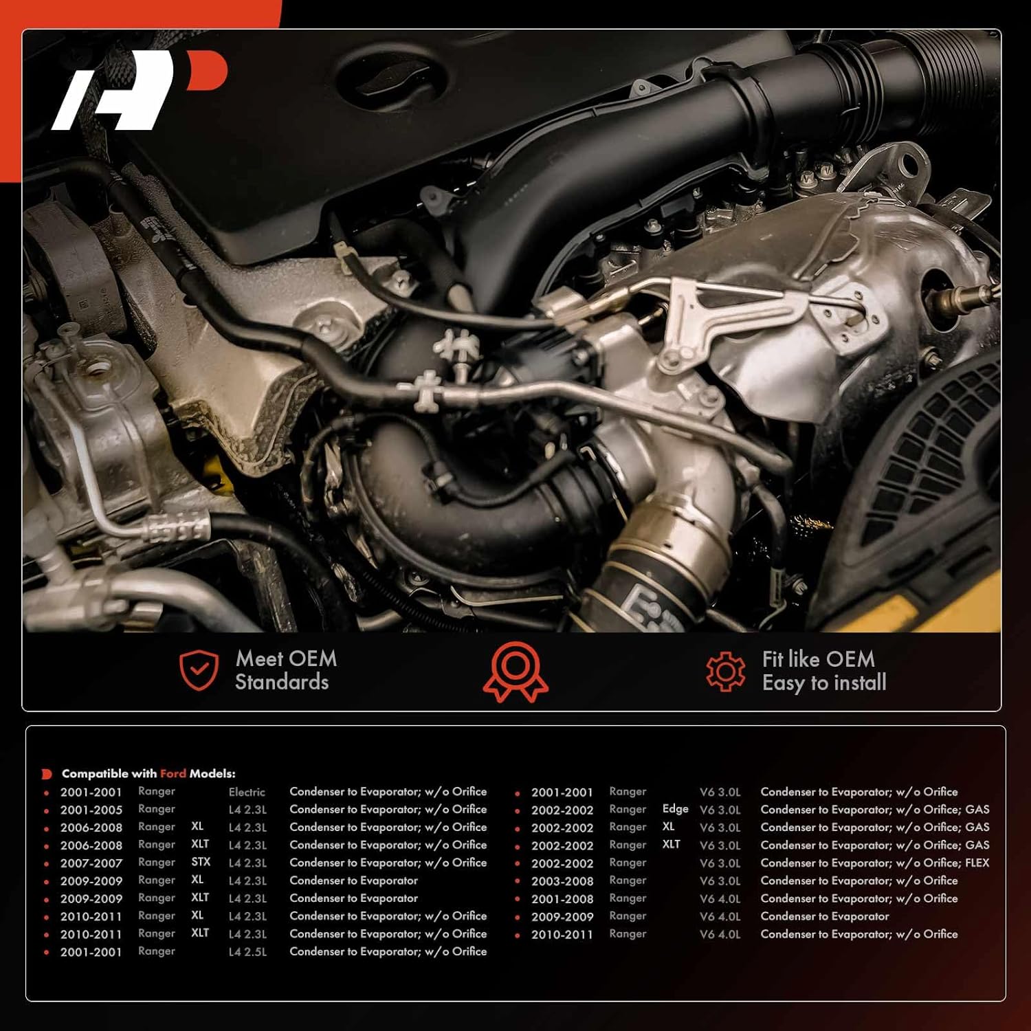A-Premium A/C Liquid Line Hose Assembly Compatible with Ford Ranger, 2001-2011, 2.3L 2.5L 3.0L 4.0L, Condenser to Evap, w/o Orifice Tube