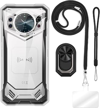 TPU Phone Case Combo with Wrist Strap, Lanyard, Ring Holder Compatible with Doogee S200, Shockproof Slim Cover, Hands-Free, Adjustable, Durable