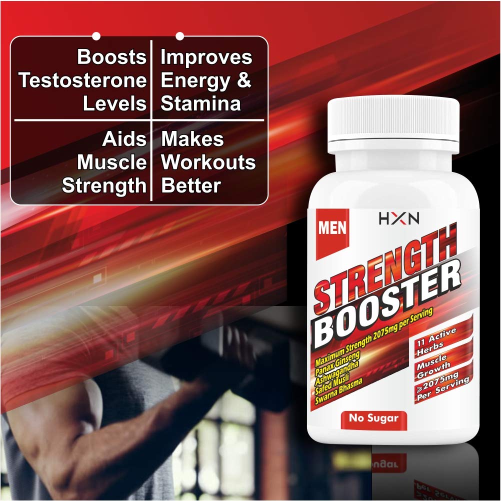 HXN Testosterone Booster For Men For Gym, Pre Workout, Stamina And Energy With Safed Musli Helps Improve Circulation, Lean Muscle Mass, Testo Boost Supplements-60 Testron Tablets (Pack 1) 3