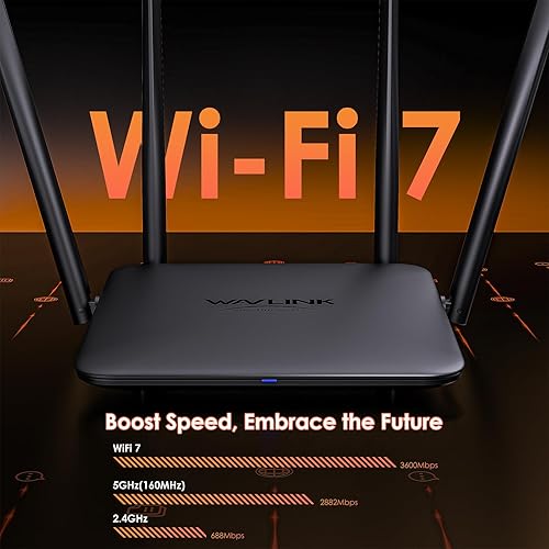 Miniatura 3 de WAVLINK Router WiFi 7 BE3600, enrutador de juegos de doble banda con puertos Gigabit, MLO, tecnología 4096-QAM y Multi-Rus, soporte de mallaAPmodo