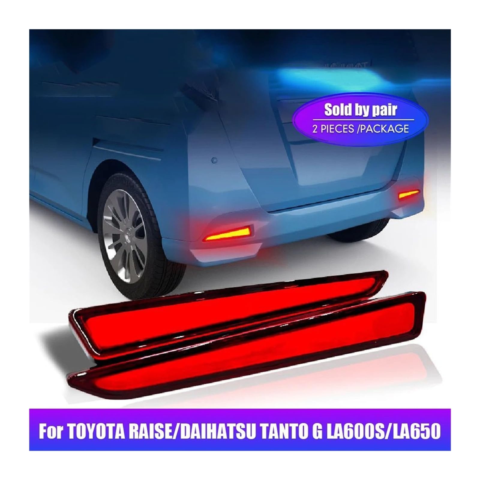 Pasuje do T0y0ta podnieść Daihatsu Tanto G LA650 LA600S lampy tylnego zderzaka samochodu tylna lampa reflektorowa hamulec Stop światła DRL akcesoria 2 sztuk(Smoke lens)