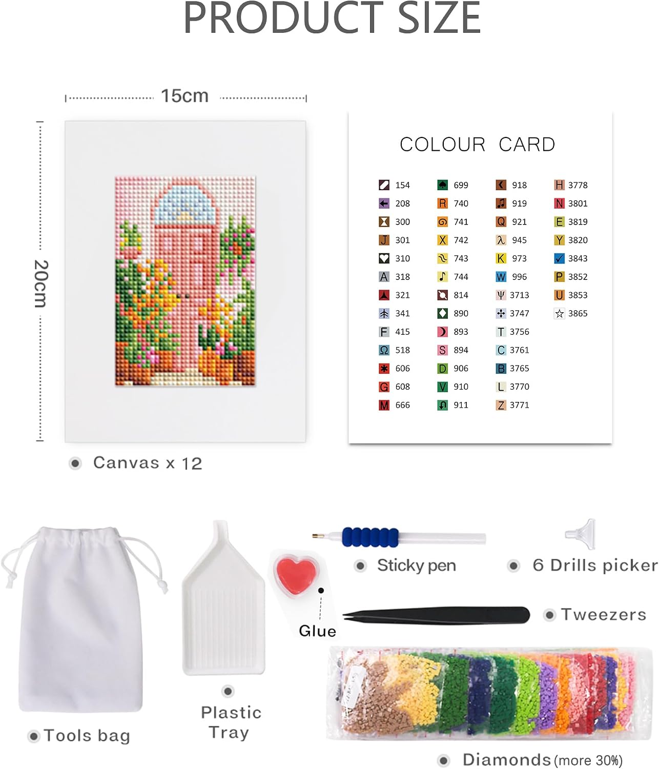 PeakLuv 12 Pcs Small Diamond Art Kits, Floral Gateway Mini Diamond Painting Kits for Adults, 5D DIY Square Drill Diamond Dots, Quickly Finishable Flowers Gem Art for Home Wall Desktop Decor, 6X7in image 3