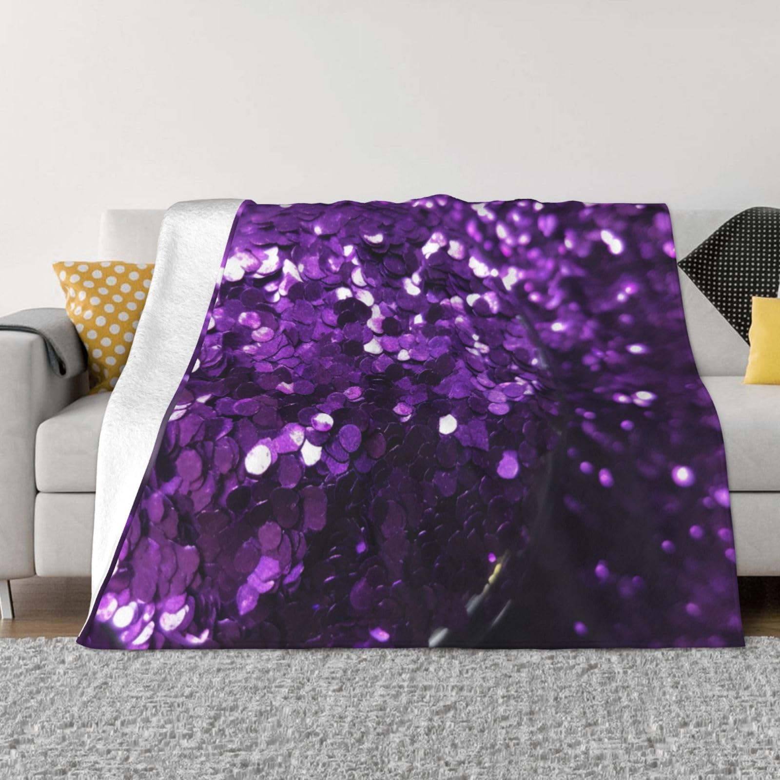 Couverture en flanelle ultra douce et légère à motif violet