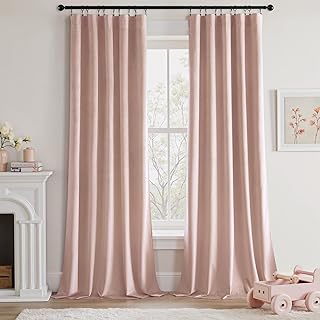 MIULEE Baby Pink Velvet Curtains 84 Inch Long Luxury Super Soft Thermal ...