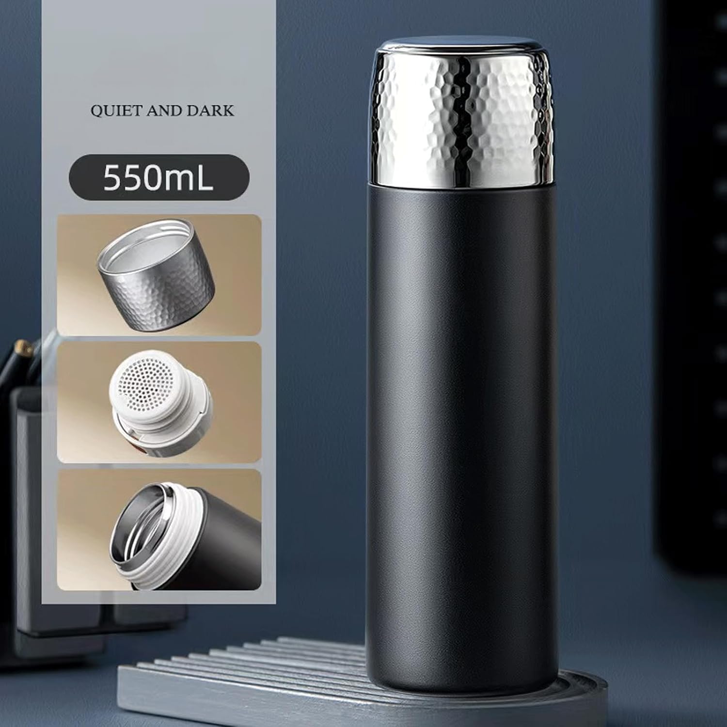 Thermal flask Stainless Steel Insulated Water Bottle Vacuum Insulated Travel Tumbler Office Water Bottle for Hot and Cold Drinks Tea Flask Coffee Mug 18.6 oz (black)