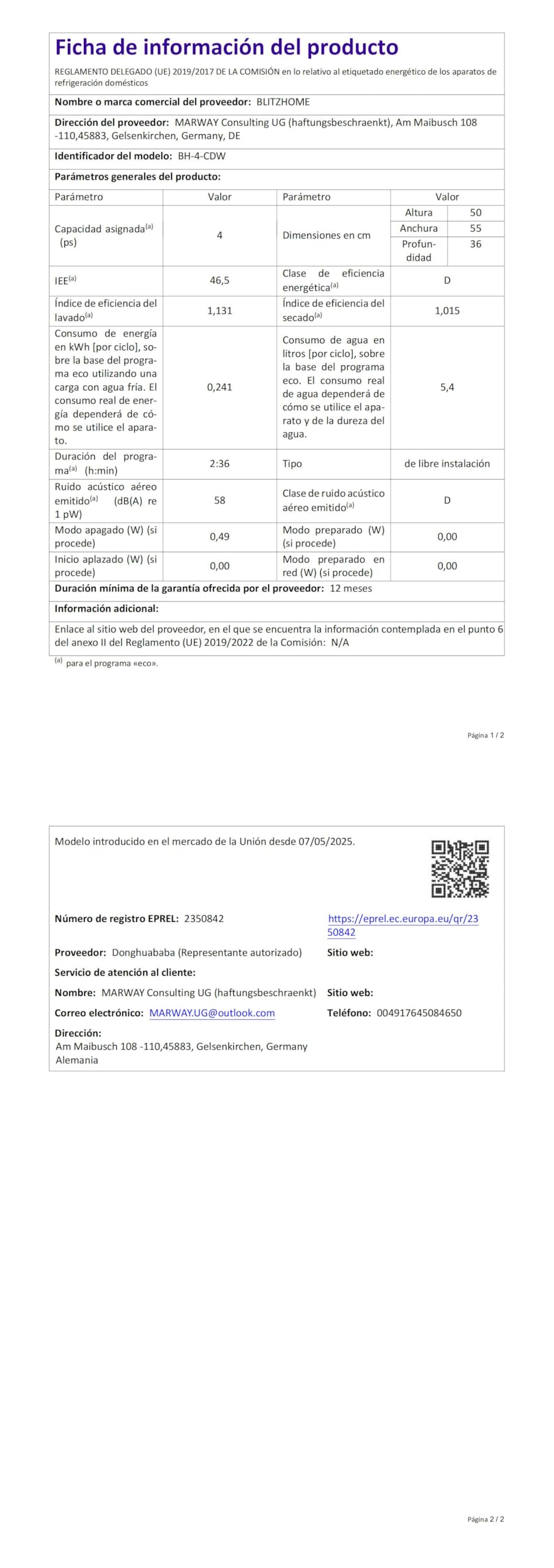 BLITZHOME Mini Spülmaschine Geschirrspüler 8+2 Programme Smart App Steuerung Tragbarer Tischgeschirrspüler 5L Wassertank