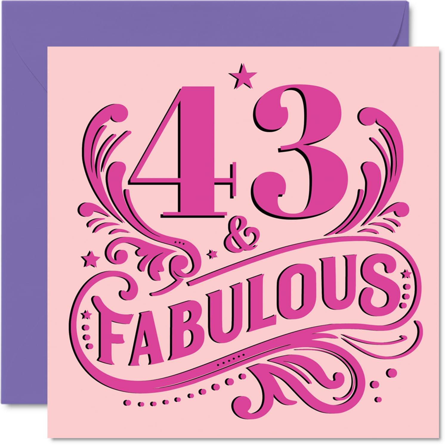 43rd Birthday Cards for Women - Fabulous - Happy Birthday Card for 43 Year Old Woman Cousin Niece Wife Colleague, 145mm Bday Greeting Cards
