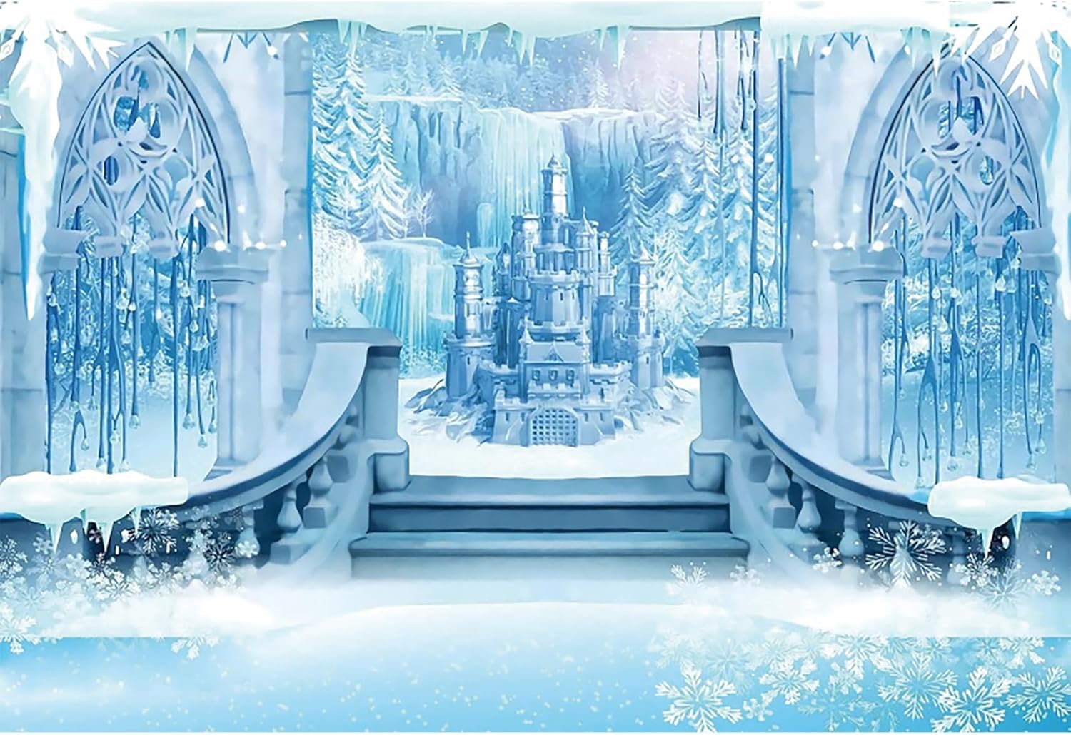3 x 2,5 m Kerst Wall Art Winter Bos Landschap Achtergrond